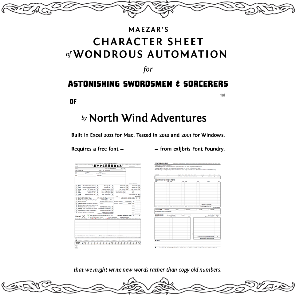 Maezar's Character Sheet of Wondrous Automation